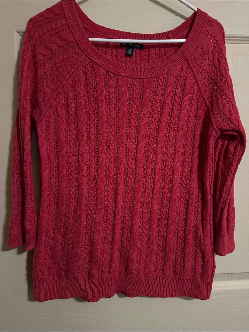 American Eagle Outfitters Coral Cable Scoop Neck Sweater